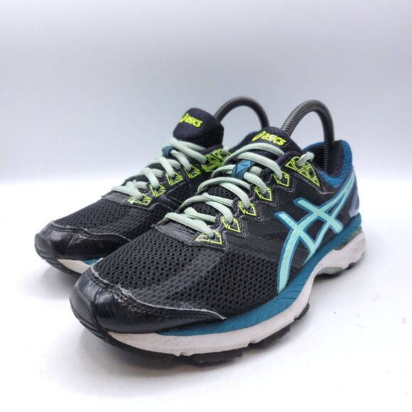 Asics GT 2000 4 Athletic Running Shoe Womens Size 7.5 T656N Black Blue - Picture 1 of 9